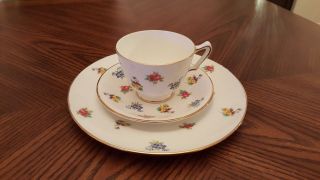 Set Of 3 Royal Victoria Fine Bone China England Floral Cup Saucer & Salad Plate