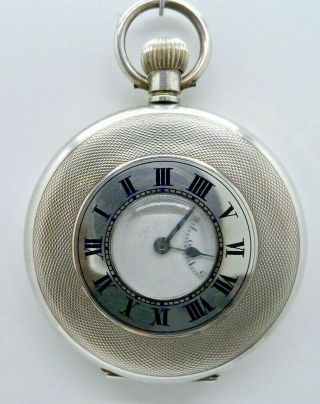 A Solid Silver Half Hunter Pocket Watch Circa 1940
