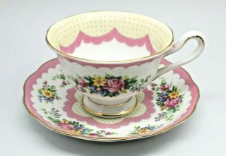 Vintage Royal Albert Teacup & Saucer Pink Prudence Floral Spray Roses,  Daisies