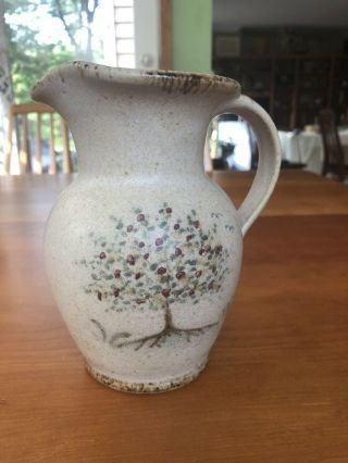 Vintage Berkshire Pottery Apple Tree Pitcher Studio Hand Painted