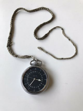 Hamilton World War Ii Gct Military 24 Hour Vintage Pocket Watch Rare