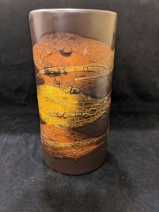 Vintage Royal Haeger Mid Century Pottery Vase Bronze Earth Wrap