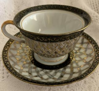Vintage Shofu Fine China Teacup & Saucer Made In Occupied Japan Hand Painted