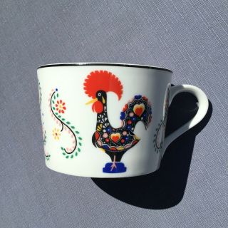 Daybreak 1986 By Block Spal Portugal Folk Rooster Hearts Whimsical Coffee Cup