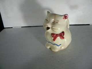 Vintage Pottery Cat Kitten Creamer Cream Pitcher Shawnee Puss N Boots 4.  75 "