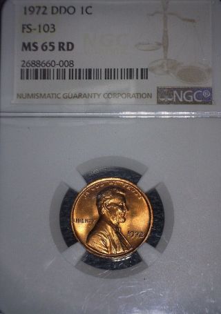 1972 Lincoln Penny.  Ngc Ms65 Rd,  Double Date Obverse Fs - 103 Retail $112.  00