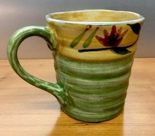 Pier 1 Coffee Cup Mug Elizabeth Hand Painted Stoneware