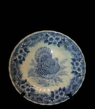 Thanksgiving Blue,  Churchill,  England 8 " D.  Turkey Plate,  Myott Factory Archive