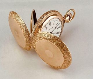 1891 Waltham 9 Jewels Pocket Watch Grade G In 14k Gold Filled Hunter Case - Runs