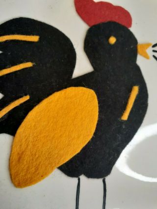 Collectable Rooster/Chicken Plates Felt & Painted Arts & Crafts 9¼ 