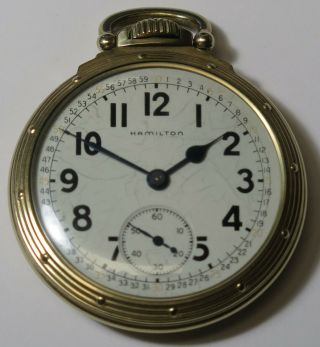 1947 Hamilton Grade 992b Model 5 21j 16s Rr Pocket Watch 10k Gold Filled Case