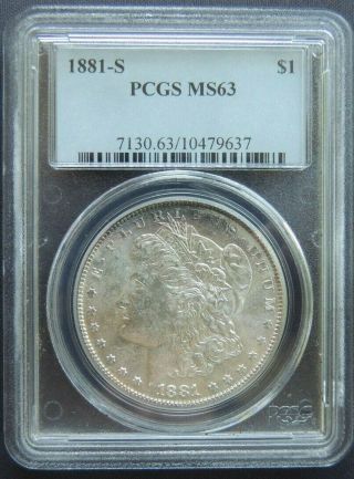 1881 - S Pcgs Ms - 63 Morgan Silver Dollar Choice Uncirculated