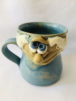 Vntg Ceramic Funny Face 3d Coffee Mug Handmade Stoneware Big Nose Arts & Crafts