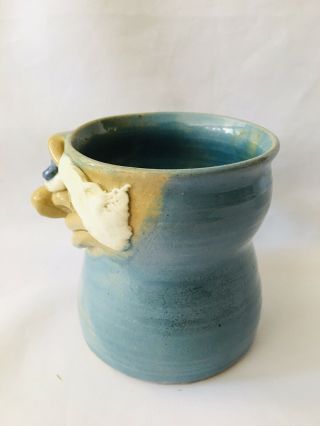Vntg Ceramic Funny Face 3D Coffee Mug Handmade Stoneware Big Nose Arts & Crafts 2