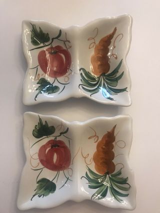 Hand - Painted Appetizer Condiments Dish Plates Set Of 2 Italy A Chip On Back