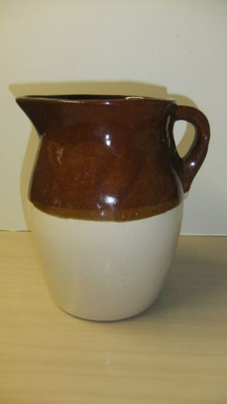Ceramic Two Tone Glazed Stoneware Milk Pitcher,  Vintage Style,  Unbranded