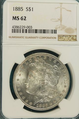 1885 - P Ngc Ms62 Morgan Silver Dollar B1626