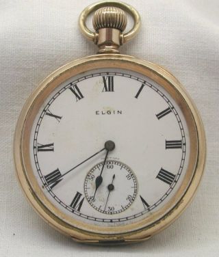 Vintage Gold Filled Elgin Open Face Pocket Watch
