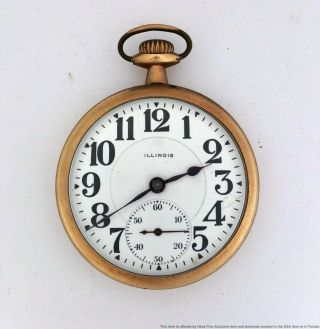 Strong Running 21j Illinois Bunn Special 16s Railroad Pocket Watch Double Roller