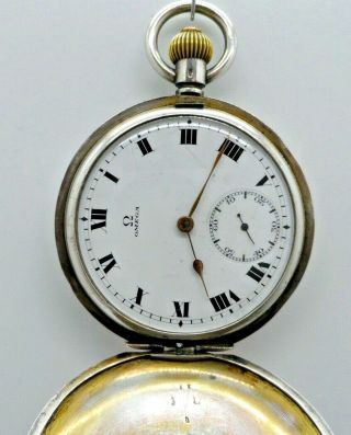 A Good OMEGA Solid Silver Half Hunter Pocket Watch 1910 3