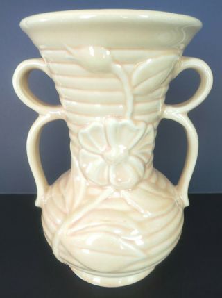 Vintage Shawnee Pottery Yellow Glazed Flower Vase W/ Double Loop Handles