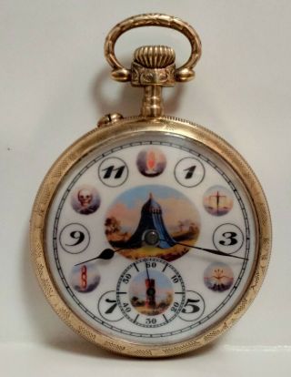 Gilded Swiss Masonic Pocket Watch.