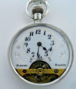 A Very Good 8 Day Hebdomas Silver Pocket Watch 1922