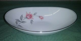 Vtg Noritake 6044 Rosemarie 10 " Oval Vegetable Bowl Pink Gray Roses Platinum Exc