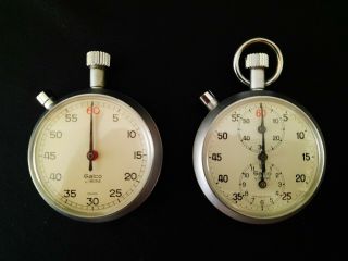 Vintage Stop Watch Set,  Galco By Racine,  Swiss W/ Rare 12 - Hr Dial,  Great Cond.