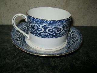 Vintage Tea Cup & Saucer Ralph Lauren Empire Wedgewood 1989 Blue & White