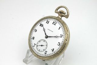 Hamilton Grade 920 23 Jewel 12 Size Pocket Watch In Signed White Goldfilled Case