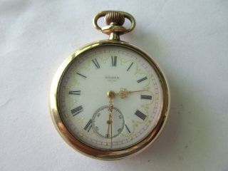 Elgin Pocket Watch With Fancy Dial & Vintage Dan Patch Engraved Gold Filled Case