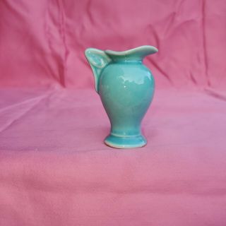 Vintage Shawnee Pottery Miniature Mini Vase Pitcher Creamer Green 2