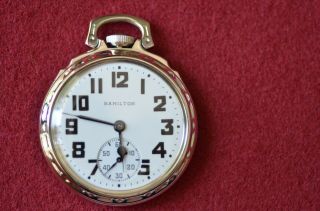 16s Hamilton 992 - B Pocket Watch,  Early Model,  Rare 14k White G.  F.  Railroad Case