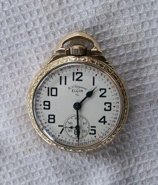 Elgin Bw Raymond 16 Size 21 Jewel Railroad Pocket Watch 9 Adj