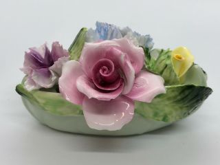 Vintage Porcelain Radnor Bone China Flowers In Vase Staffordshire England Euc