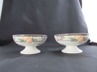 Two (2) Vintage Garden Harvest Cac29 Mikasa Intaglio Sundae Footed Dishes