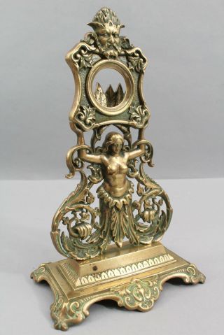 Antique Art Nouveau Gold Gilt Bronze Nude Woman Pocket Watch Holder,