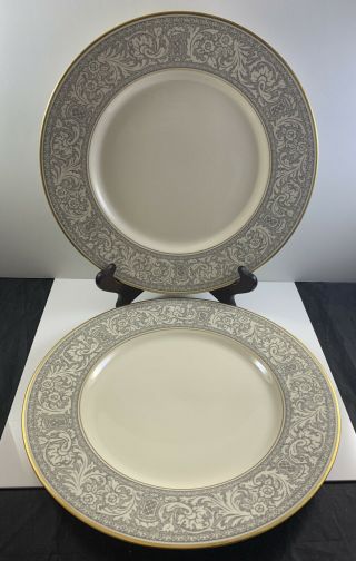 Set Of 2 Vintage Franciscan Renaissance Grey Dinner Plates 10.  5”