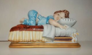 Capodimonte Porcelain Figure Viertasc Little Boy on Bed - Signed by artist 2