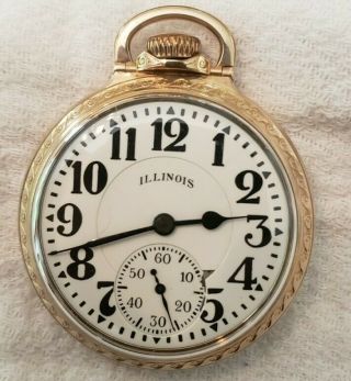 Illinois Bunn Special 21 Jewel Pocket Watch Model 29 Gold Filled Sixty Hour Vtg