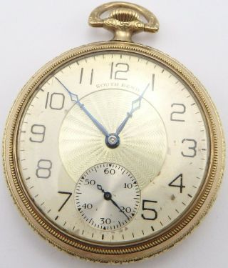 Antique Gold Plated American South Bend Pocket Watch.  17 Jewels.