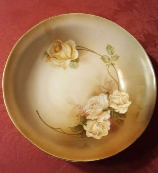 Large Reinhold Schlegelmilch Rs Germany Porcelain Serving Bowl Roses Handpainted