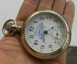 Rare Vintage Large 2.  25 " Wind Up Train Engine Railroad Pocket Watch Era Nr