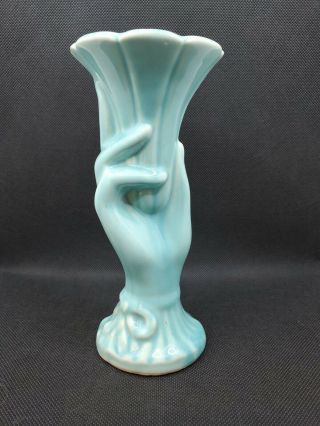 Vintage Usa Shawnee Pottery Soft Blue Hand Art Deco Vase 6 3/4 " Tall