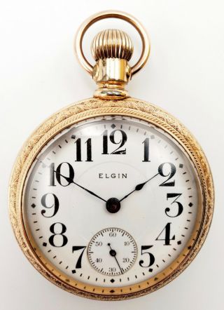 1894 Elgin 18s 7j Gold Filled W/ Etched Stag Of Pocket Watch 73/5 5258754