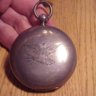 Civil War Key Wind Pocket Watch W/ Patriotic War Eagle Engraving