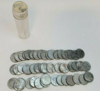 1943 P Bu Roll Of (50) Lincoln Steel Wheat Pennies