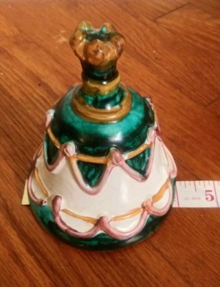 Vintage Italian Ceramic Hand Painted Bell Made In Italy 5 " By 4 " Signed/numbered