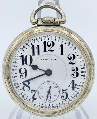 Vintage 16s 21j Rr Grade Hamilton 992 Pocket Watch In 10k Rgp Case